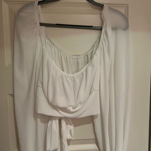 White loose fit crop top